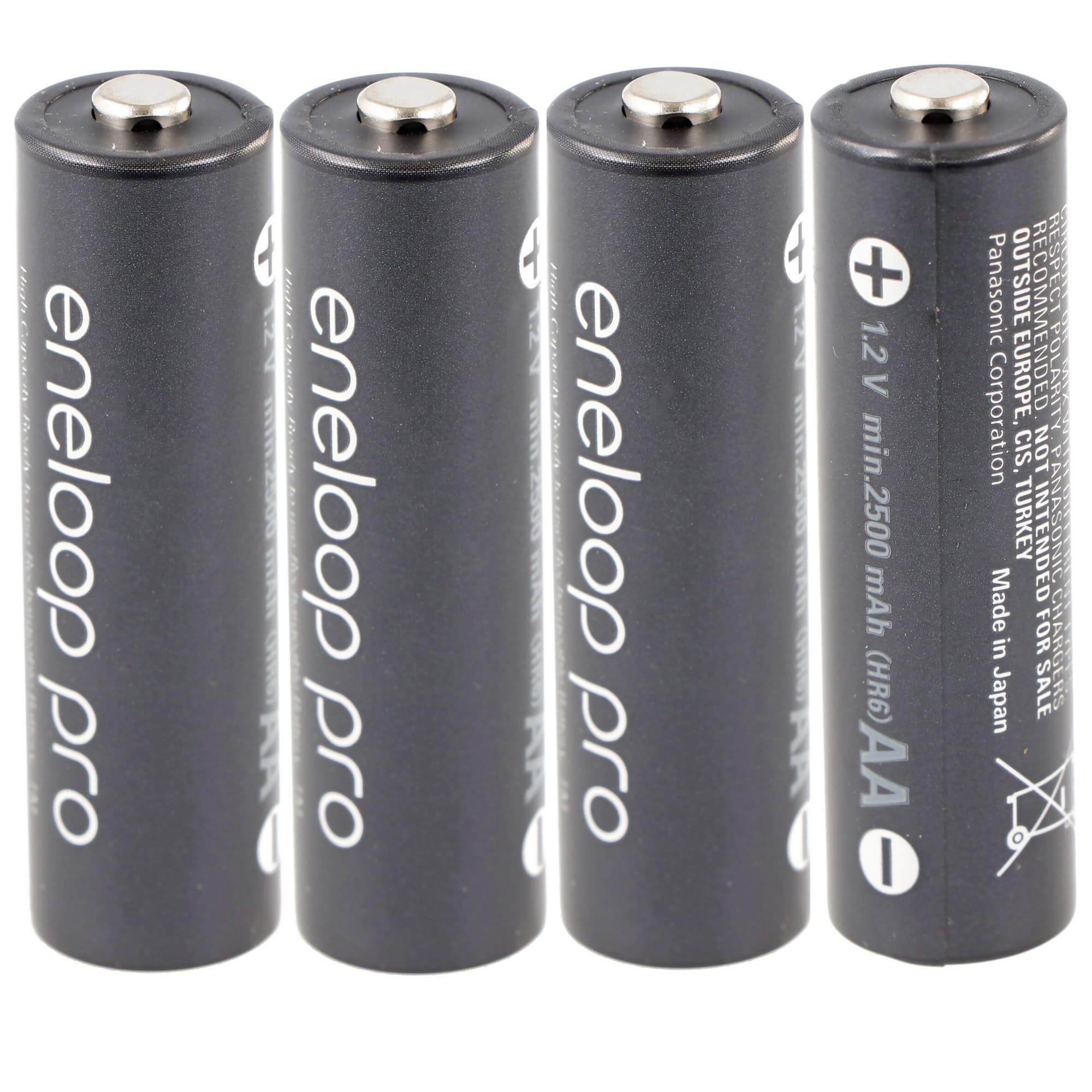 Panasonic eneloop pro, préchargé, blister de vente au détail (lot de 4) Batterie rechargeable BK-3HCDE/4BE NiMH, Mignon, AA, HR06, 1,2 V et 2500 mAh