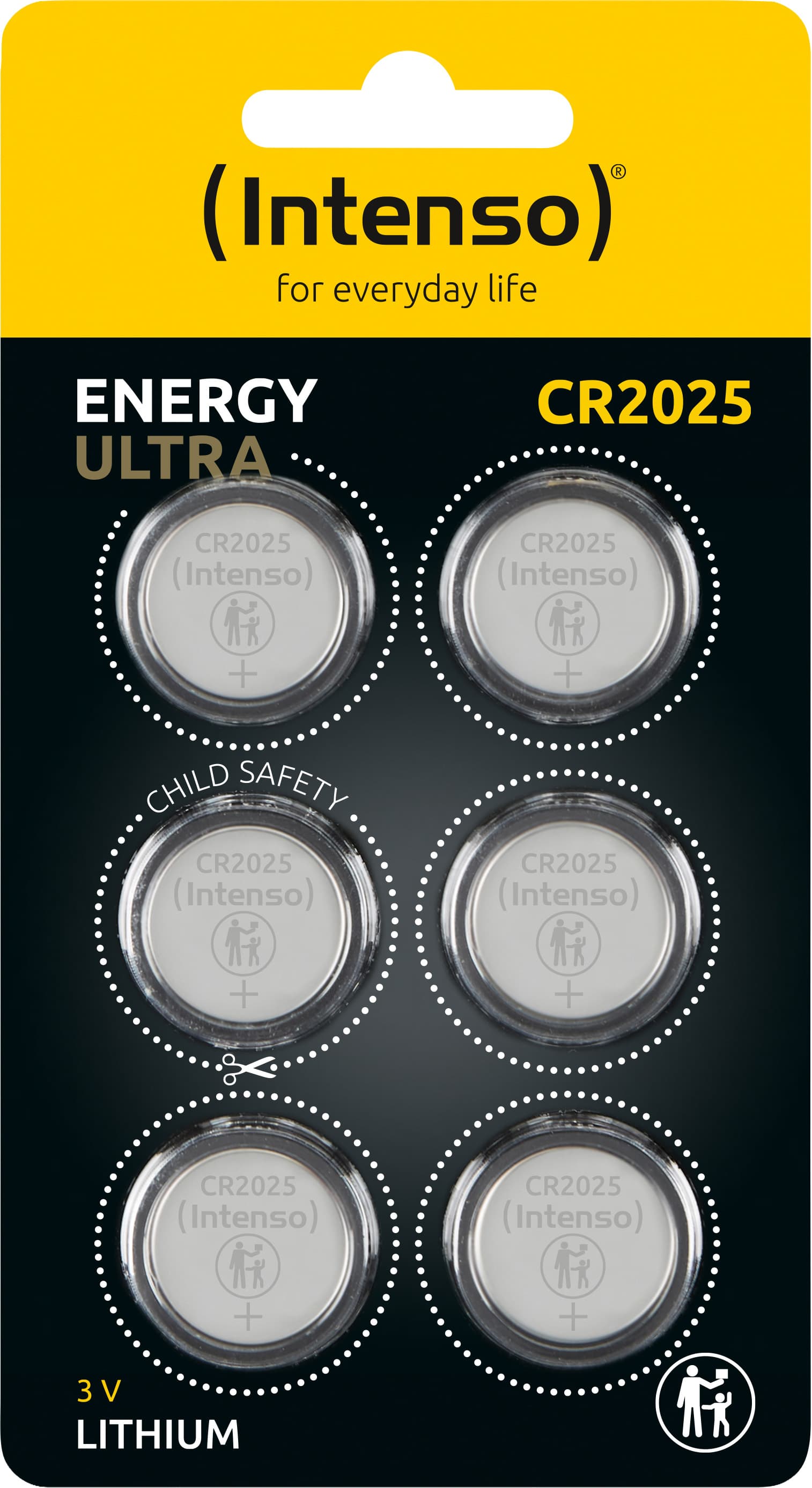 Pile au lithium Intenso, pile bouton, CR2025, 3 volts – Energy Ultra (paquet de 6)