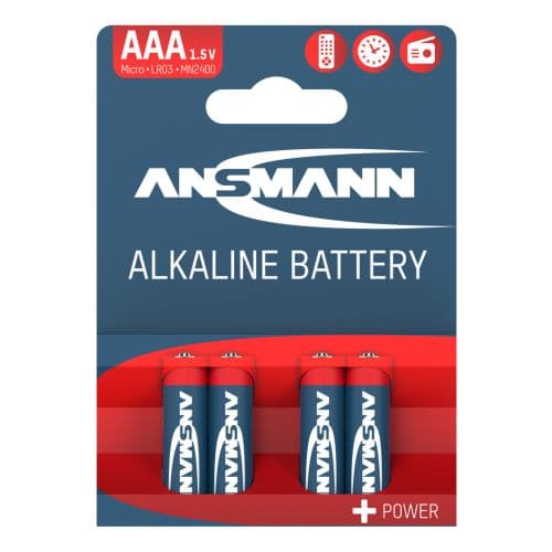 Piles alcalines Ansmann Micro AAA, 1,5 V, pack de 4, blister papier
