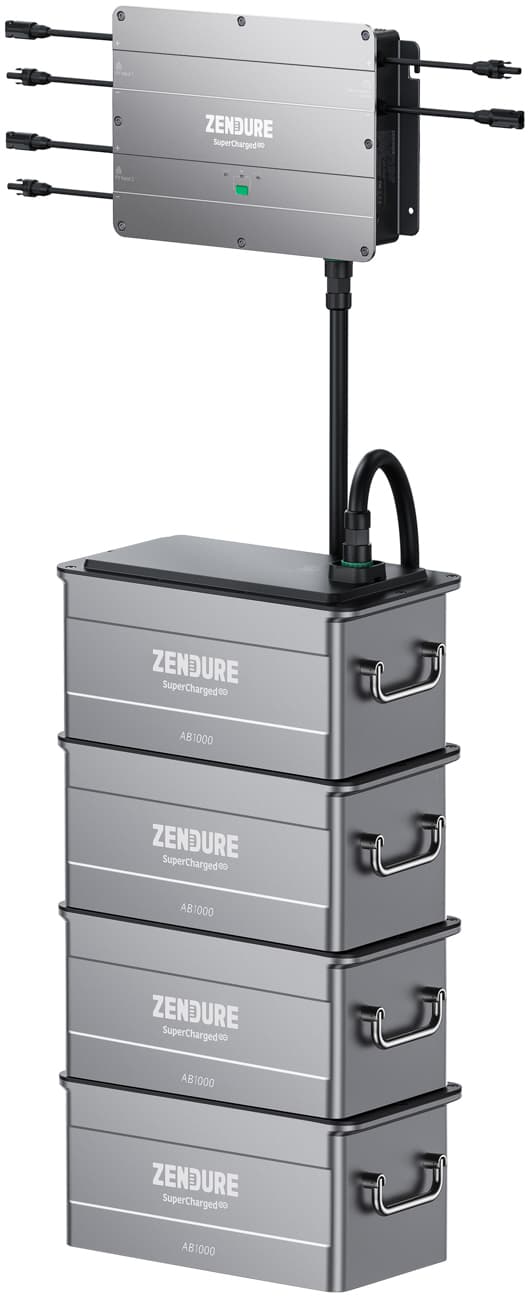 Ensemble Zendure SolarFlow avec système de stockage de batterie 4x 48V