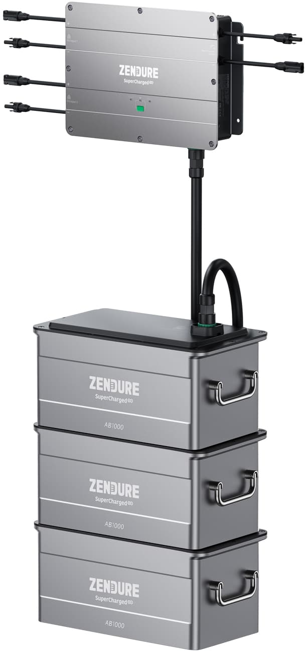 Ensemble Zendure SolarFlow avec système de stockage 3x batterie 48V