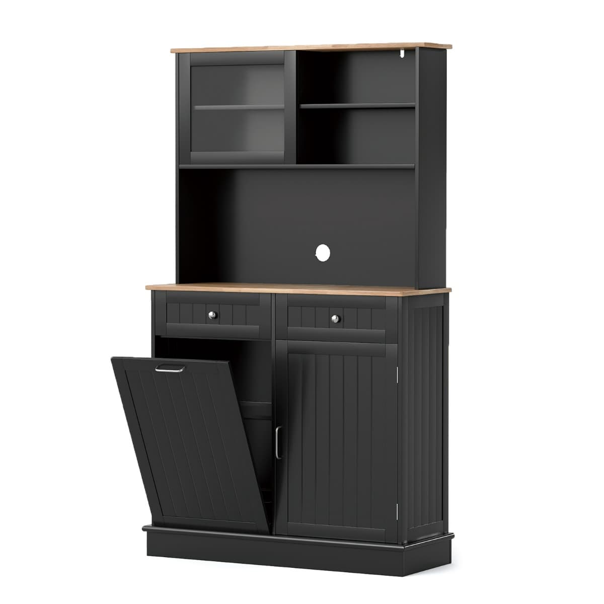 Armoire à Double Poubelle Inclinable 38 L avec Clapier Armoire de Rangement Garde-manger de Cuisine
