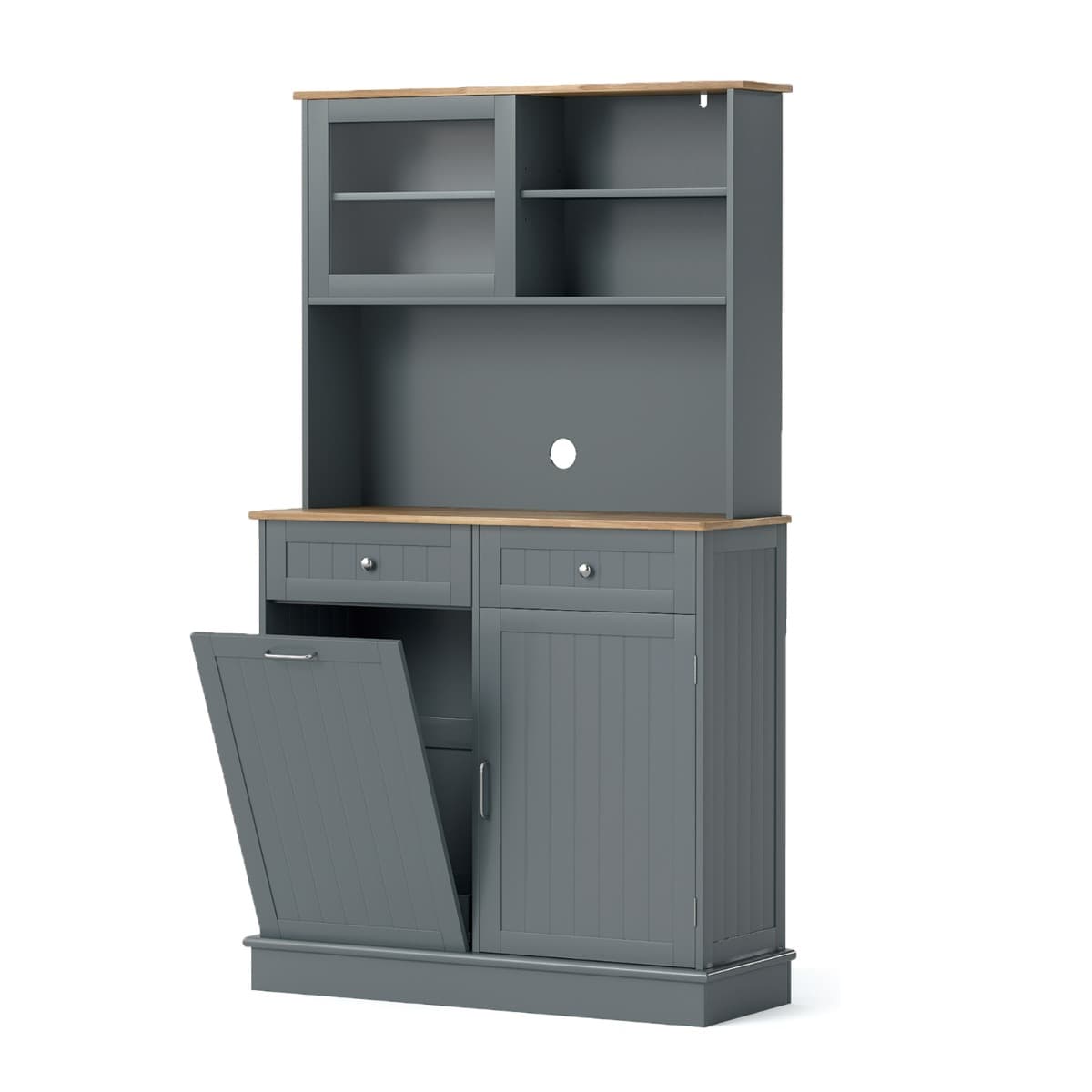 Armoire à Double Poubelle Inclinable 38 L avec Clapier Armoire de Rangement Garde-manger de Cuisine