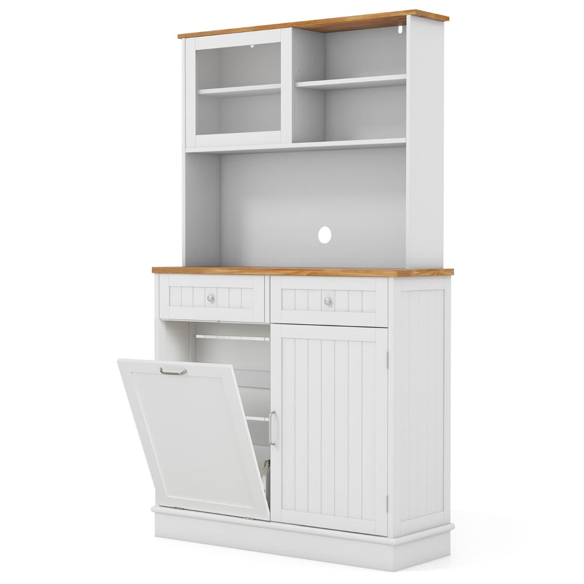 Armoire à Poubelle Inclinable 38 L avec Clapier Armoire de Rangement Garde-manger de Cuisine avec Co