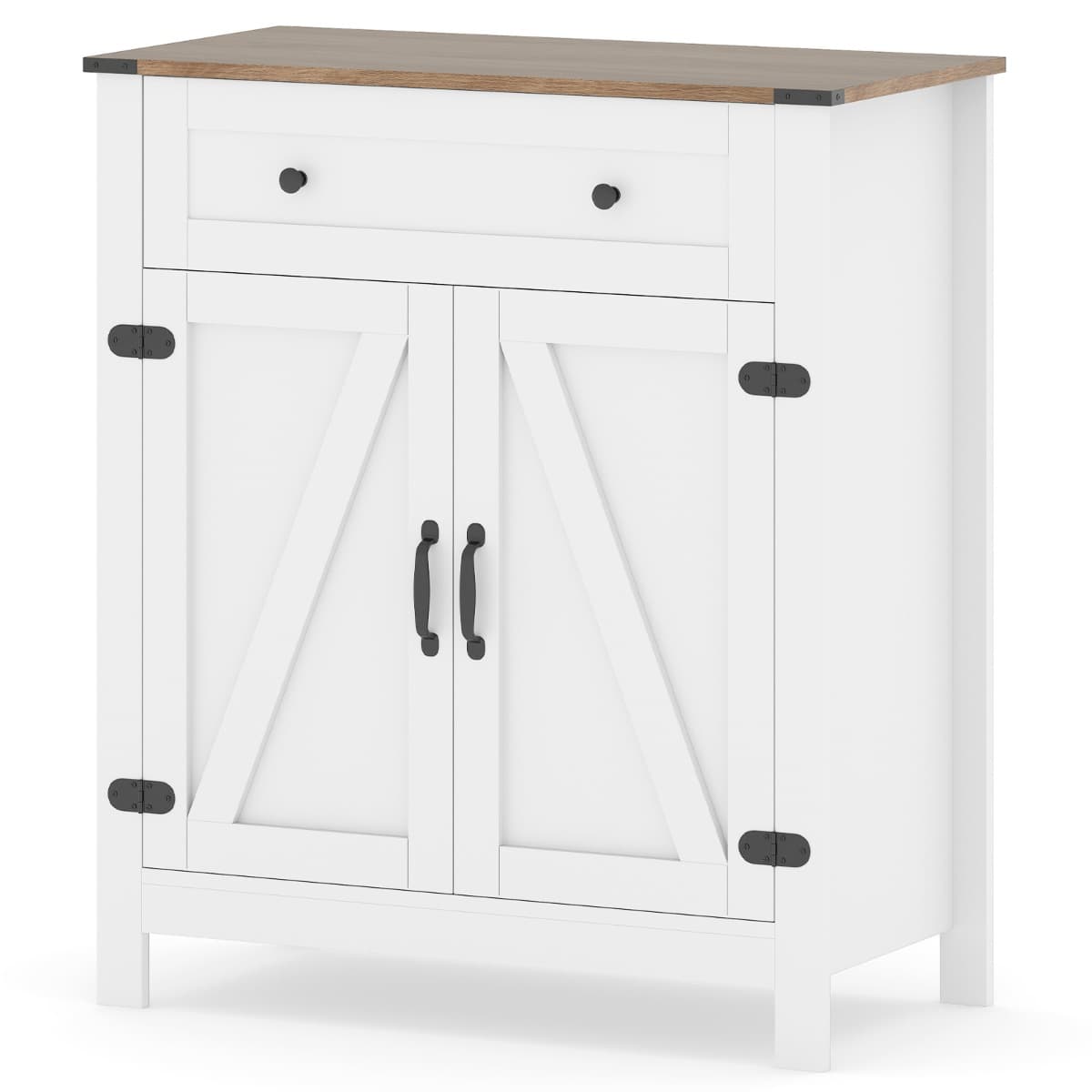 Buffet de Cuisine de Ferme avec Porte Tiroir et Étagère Réglable Meuble de Rangement pour Garde-mang