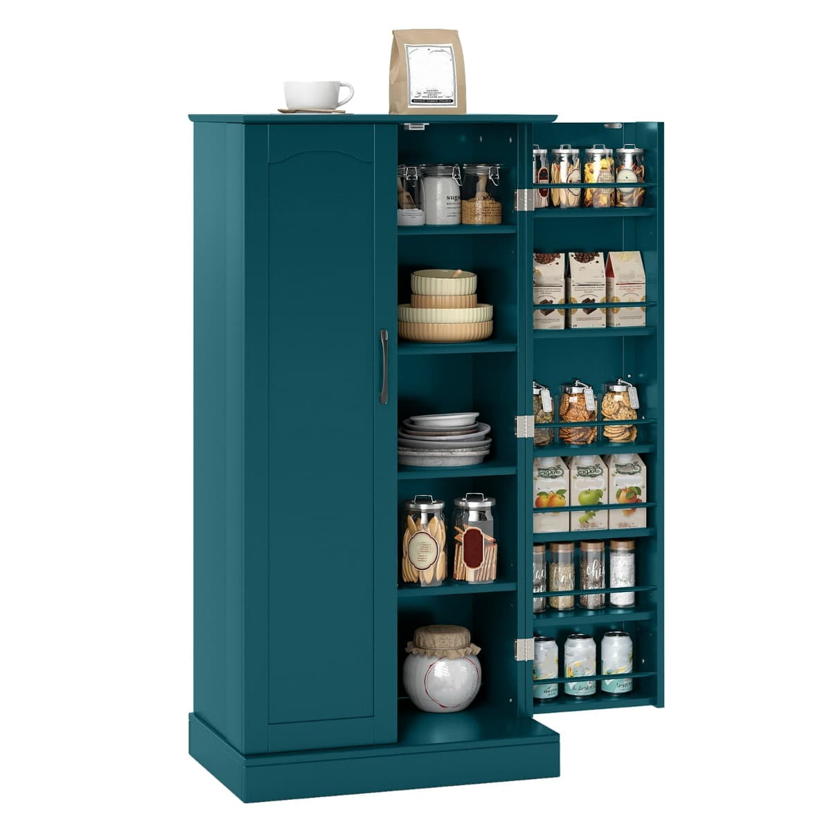 Meuble de Rangement 120,5 cm Armoire de Rangement de Cuisine à 2 Portes Dispositifs Anti-basculement