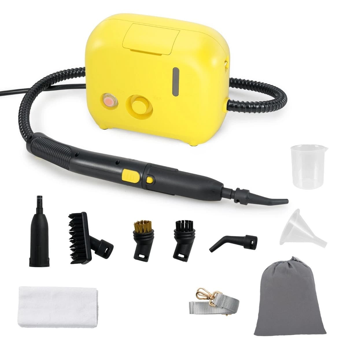 CostwayDétachant à Vapeur Portable 1600W Nettoyeur à Vapeur Domestique avec Réservoir d'Eau de 1 L Machine à Vapeur Pressurisée Chauffage en 10