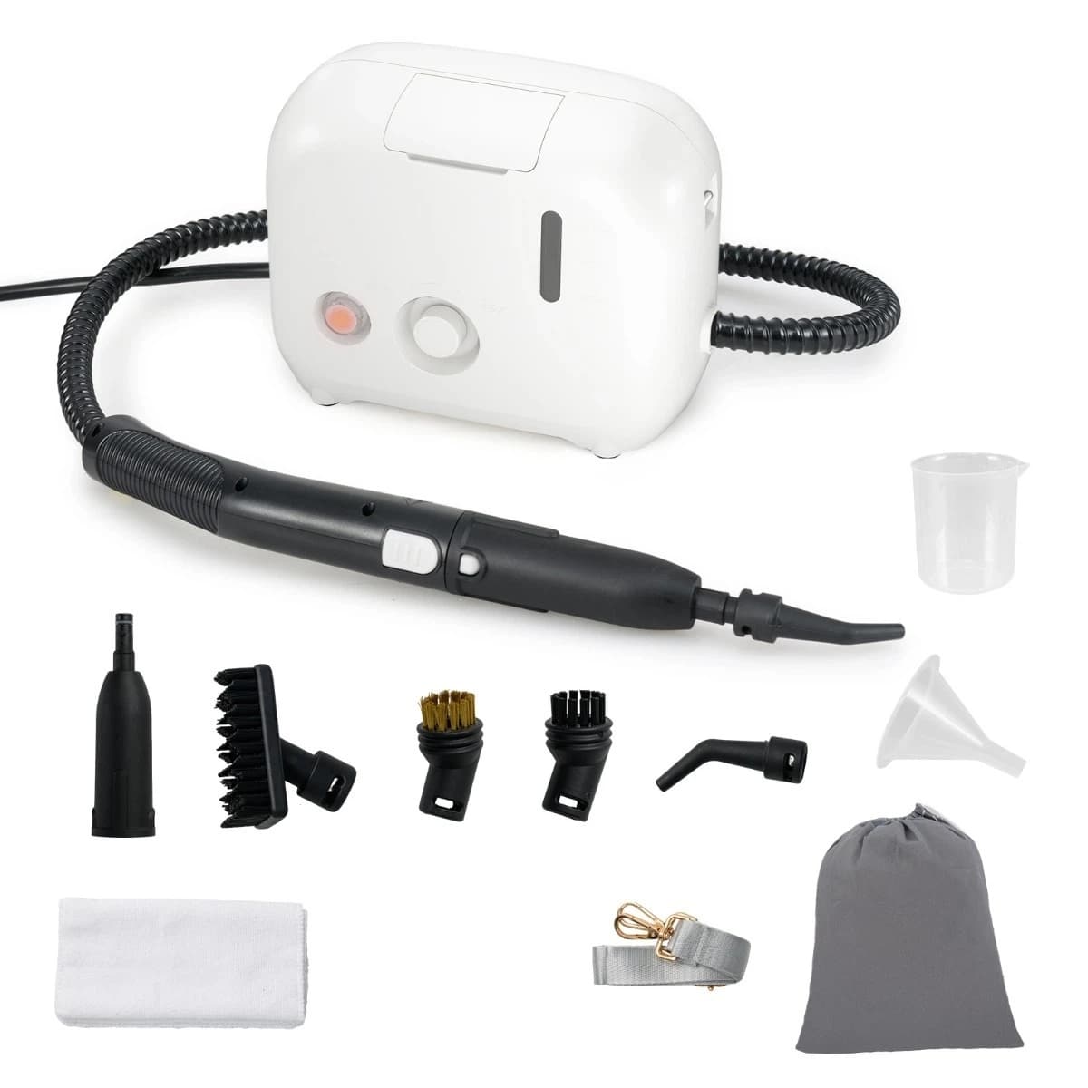 CostwayDétachant à Vapeur Portable 1600W Nettoyeur à Vapeur Domestique avec Réservoir d'Eau de 1 L Machine à Vapeur Pressurisée Chauffage en 10